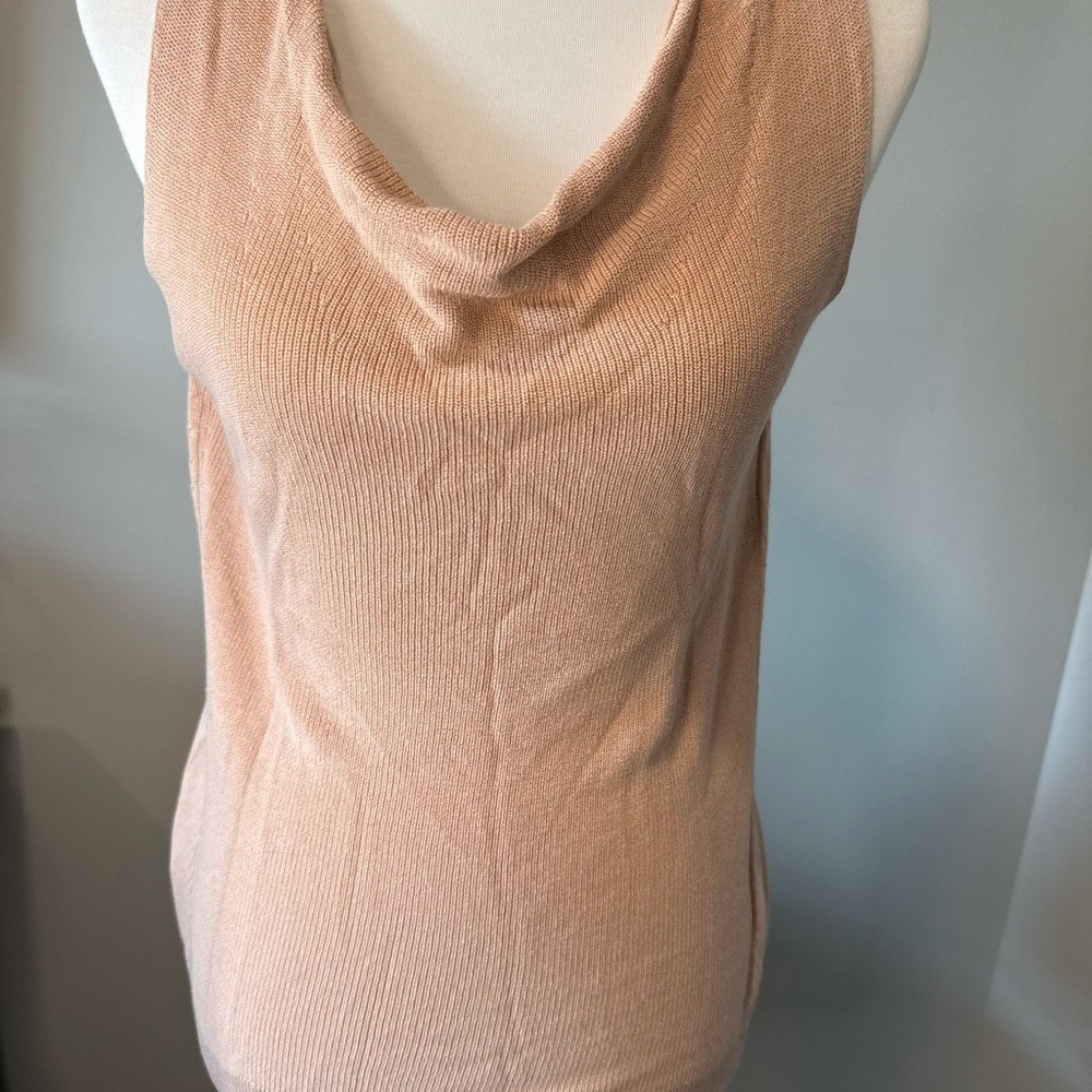 Banana Republic Cowl Neck Tank Women Small Peach Tan Cotton Blend Knit Top